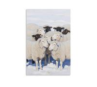 HHYXMJLL Poster decorativo da parete con pecore che si stringono insieme, lana bianca come neve, 30 x 45 cm