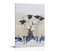 HHYXMJLL Poster decorativo da parete con pecore che si stringono insieme, lana bianca come neve, 60 x 90 cm