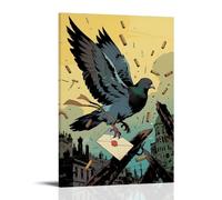 HHYXMJLL Poster decorativo da parete con piccione trasportatore con una lettera segreta legata alla gamba, che vola attraverso una grandine di proiettili, ala al pascolo di un proiettile randagio