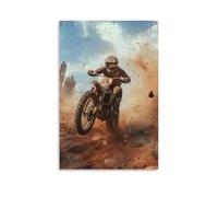 HHYXMJLL Poster decorativo da parete con pista da motocross, stile vintage, con scritta in inglese "The Rush of Engines and Dust in the Pass", "Corsa al traguardo", 60 x 90 cm