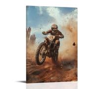 HHYXMJLL Poster decorativo da parete con pista da motocross, stile vintage, con scritta in inglese "The Rush of Engines and Dust in the Pass", "Corsa al traguardo", 60 x 90 cm