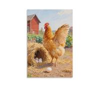 HHYXMJLL Poster decorativo da parete con scritta "A Hen Beside The Chicken Coop, Making Clucking Calls", 60 x 90 cm