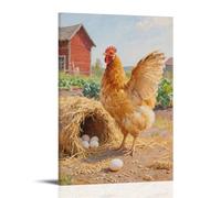 HHYXMJLL Poster decorativo da parete con scritta "A Hen Beside The Chicken Coop, Making Clucking Calls", 30 x 45 cm