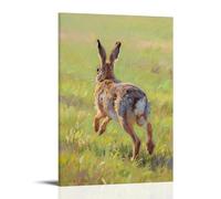 HHYXMJLL Poster decorativo da parete con una lepre che attraversa il campo, orecchie piatte contro la schiena, elegante poster decorativo da parete, 20 x 30 cm
