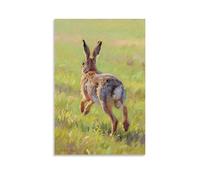 HHYXMJLL Poster decorativo da parete, motivo: una lepre che attraversa il campo, orecchie piatte contro la schiena, elegante poster decorativo da parete, 30 x 45 cm