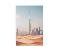 HHYXMJLL Poster della città di Dubai, dove gli skyline futuristici incontrano le sabbie del deserto, elegante poster decorativo da parete, 60 x 90 cm