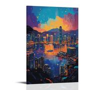 HHYXMJLL Poster della città di Hong Kong, una sinfonia abbagliante dell'est e dell'ovest, elegante poster decorativo da parete, 20 x 30 cm