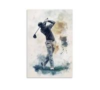HHYXMJLL Poster sportivo con illustrazione a inchiostro di golf con sottile sfondo ad acquerello, elegante arte da appendere alla parete, poster decorativo da parete 50 x 75 cm