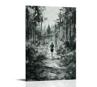 HHYXMJLL Poster sportivo CrossCountry con paesaggio lavato con inchiostro dipinto con trail runner in una fitta foresta, elegante poster decorativo da parete, 20 x 30 cm