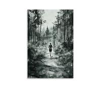 HHYXMJLL Poster sportivo CrossCountry con paesaggio lavato con inchiostro dipinto con trail runner in una fitta foresta, elegante poster decorativo da appendere alla parete, 50 x 75 cm