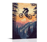 HHYXMJLL Poster sportivo da appendere alla parete, motivo: mountain biker a mezz'aria su una pista singola, elegante poster decorativo da parete, 40 x 60 cm