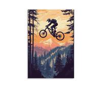 HHYXMJLL Poster sportivo da appendere alla parete, motivo: mountain biker a mezz'aria su una pista singola, elegante poster decorativo da parete, 30 x 45 cm