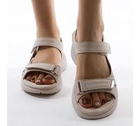 HHZY Punta Aperta Sandali da Donna in Pelle - Ortopedici Sandali Estivi da Spiaggia per Trekking e Sport, Grigio, US8/EU39