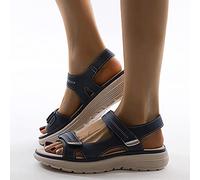 HHZY Sandali con Plateau Casual Ortopedici da Donna Sandali con Zeppa Supporto per L'Arco Comodo Cuscino Suola Morbida Scarpe Antiscivolo con Cinturino alla Caviglia,Blu,US12/EU43