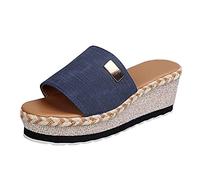 HHZY Sandali con Plateau Muli da Donna Pantofole da Spiaggia Estive Comodi Sandali con Tacco Alto con Zeppa Scarpe da Passeggio Casual Scarpe Espadrillas Antiscivolo,Blu,US4/EU35