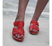 HHZY Sandali con Zeppa da Donna per L'Estate Pantofola Slip-On con Piattaforma in Morbida Mocassino Muli Vintage Ciabatte Scarpe da Spiaggia,Rosso,US9.5/EU41