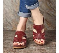 HHZY Sandali Zeppa Donna Estive Eleganti Comode Leggere Ciabatte Sandali con Plateau Fondo Spesso Morbida Antiscivolo Pantofole Scarpe da Spiaggia,Wine Red,US7/EU38