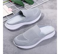 HHZY Zoccoli e Sabot da Donna Morbidi e Confortevoli Zoccoli Estivi con Punta Chiusa in Mesh Sandali con Zeppa Traspiranti Scarpe da Giardino Antiscivolo,Grigio,US9/EU40