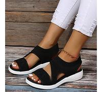 HHZYT Comodi Sandali da Donna Sandali Sportivi Estivi con Zeppa Lavabile in Rete Sneakers Moda Elasticizzati Sandali in Maglia Scarpe da Passeggio Casual,Nero,US5/EU36