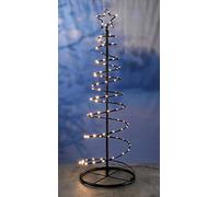 HI - Albero di Natale 120 cm, in metallo, 100 LED bianco caldo