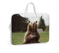 Hi Bear Sit on The Lawn Borsa a tracolla in pelle stampata per uomo donna borsa da viaggio Business Office Hangbag Laptop Pack Crossbody, Stile bianco, 42x30.5cm