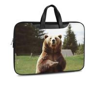 Hi Bear Sit on The Lawn Borsa a tracolla in pelle stampata per uomo donna borsa da viaggio Business Office Hangbag Laptop Pack Crossbody, Stile nero, 42x30.5cm