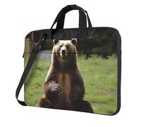 Hi Bear Sit on the lawn Borsa per computer portatile per uomo donna manica per laptop borsa a tracolla borsa messenger per computer, Nero, 13 inch