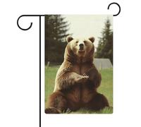 Hi Bear Sit on the Lawn Garden Flag Double Face 30,5 x 45,7 cm, bandiera verticale in lino, bandiere per la casa durevoli per feste decorative all'aperto