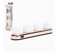 HI BEAUTY! Barra LED per Trucco con Ventose -4 Lampadine con Luce LED Naturale - Portatile e Senza Fili - Interruttore ON/OFF - Facile da Applicare su Specchi e Superfici - 30 x 6,5 x 6 cm