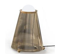 HI!-BR Lampada da tavolo in vetro color bronzo struttura ottone spazzolato Attacco GX53