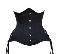 Hi-GERMANWEARS Corset da donna, 24 pezzi, doppio acciaio, a vita pesante, per allenamento a forma di clessidra, Nero , XXS