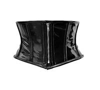 Hi-GERMANWEARS Corset da donna Underbust Black PVC Steel Boned Body Waist Shaper with Strong Zip Closuer, Nero , XXXXL