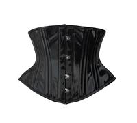 Hi-GERMANWEARS Hourglass Figure Delight: Women's Heavy Duty Double Steel Boned PVC Underbust Corset for Waist Training & Shaping, Nero , 3XS