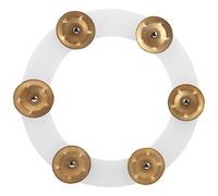 Hi Hat Tambourine for Drum Set, Stainless Steel Cymbal Jingle Percussion Accessory, Bright Crisp Sound Enhancement with Durable Rubber Mount, Silver or Gold Finish for Rock Jazz Wo (Oro)