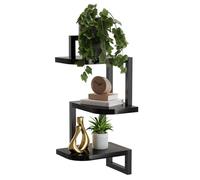 hi-home Set di 3 mensole angolari da appendere in legno rustico per cameretta dei bambini, libreria, graziose mensole angolari da parete in legno per bagno, soggiorno, cucina, colore nero