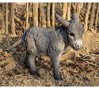 Hi-Line Gift Ltd ASINO GRIGIO IN PIEDI CHE GUARDA STATUA A DESTRA