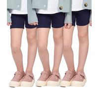 hi!mom Confezione da 3 pantaloncini da ciclismo per ragazza - Leggings corti di sicurezza in cotone comodi e trasparenti per ragazza per bambini - Pantaloncini estivi per bici, Blu scuro 2 anni