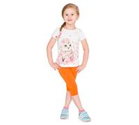 hi!mom - Leggings Bambina a 3/4 in Cotone - Tinta Unita - Arancione - 3-4 Anni