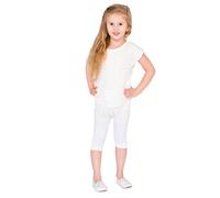 hi!mom - Leggings Bambina a 3/4 in Cotone - Tinta Unita - Bianco - 11-12 Anni