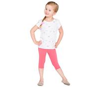 hi!mom - Leggings Bambina a 3/4 in Cotone - Tinta Unita - Corallo - 6-7 Anni