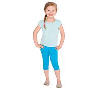 hi!mom - Leggings Bambina a 3/4 in Cotone - Tinta Unita - Turchese - 9-10 Anni
