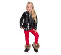 hi!mom - Leggings Invernali Bambina - Morbido e Caldo Cotone - Rosso - 10-11anni - CHILD28