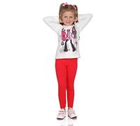 hi!mom - Leggings Lunghi Bambina - in Cotone Pesante - Rosso - 8-9anni - FF10C