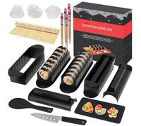 HI NINGER Sushi Maker Kit Completo, 20 Pezzi Set per adatto ai principianti da preparare da soli, con stampo per polpette di riso, coltello, tappetino, bacchette, bset completo Piatti da sushi(Nero)