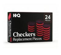 Hi-Q Set di 24 pezzi di ricambio a forma di dama, colore rosso e nero, in plastica resistente, impilabili, per tavole di ricambio o fai da te, include 12 rosse e 12 nere