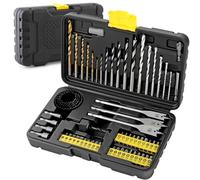 Hi-Spec 63pc Compact Multi Steel Drill Bits and Screw Nut Driver Bit Set. HSS Titanium Coated, Masonry, Brad Point and Hole Saws for Metal, Wood, Brick and Concrete