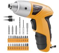 Hi-Spec Avvitatore a Batteria, Avvitatore Elettrico 3,6V USB Senza Fili Ricaricabile con Set Inserti per Casa e Fai da Te, Leggero e Facile da Usare, 27 Pezzi, Giallo