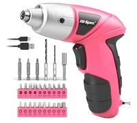 Hi-Spec Avvitatore a Batteria, Avvitatore Elettrico 3,6V USB Senza Fili Ricaricabile con Set Inserti per Casa e Fai da Te, Leggero e Facile da Usare, 27 Pezzi, Rosa