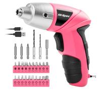 Hi-Spec Avvitatore Elettrico Rosa 3,6V USB Compatto Set 27 Pezzi. Senza Fili e Ricaricabile con Set di Inserti