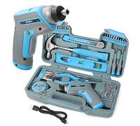 Hi-Spec Cassetta Attrezzi Completa Blu, Avvitatore Elettrico 3,6V USB Senza Fili con Utensili Manuali per Riparazioni Fai da Te in Casa, Valigetta Compatta, 35 Pezzi